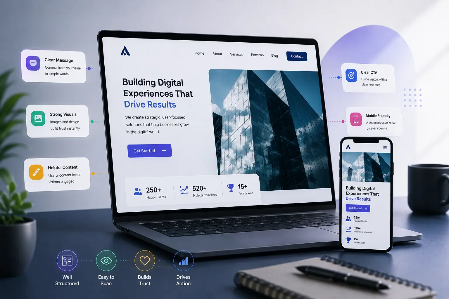 Website content and design working together